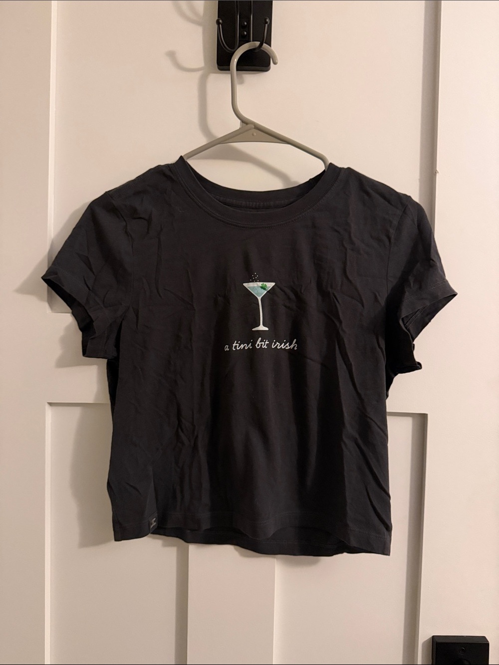 Life Is Good Black Short-Sleeve Tee with Green Martini Graphic
